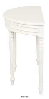TURN LEG HALF ROUND SOFA TABLE (WHITE)