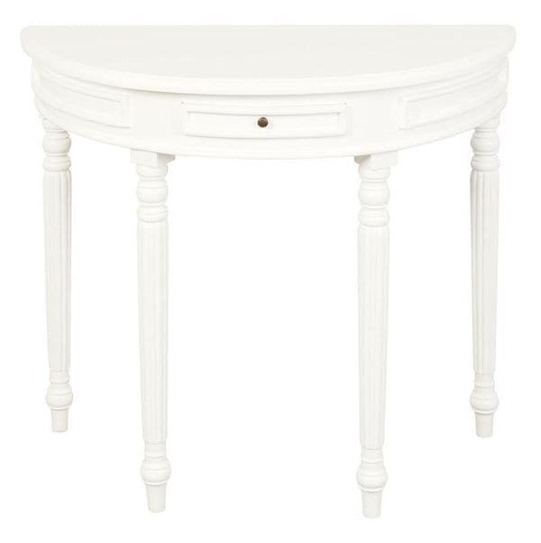 TURN LEG HALF ROUND SOFA TABLE (WHITE)