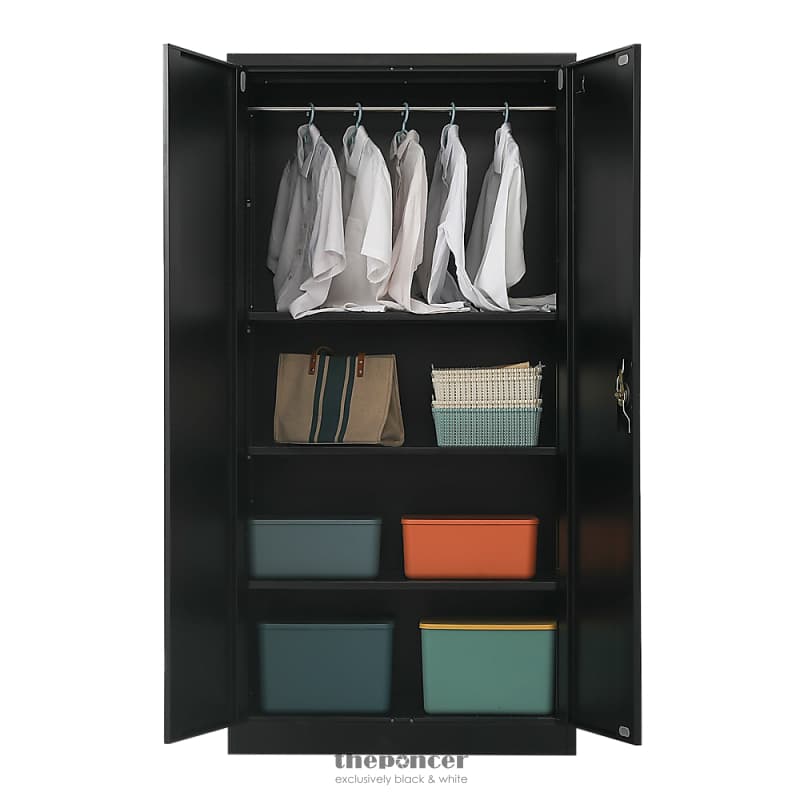 TWO-DOOR METAL CABINET SHELF STORAGE FOR HOME OFFICE GYM