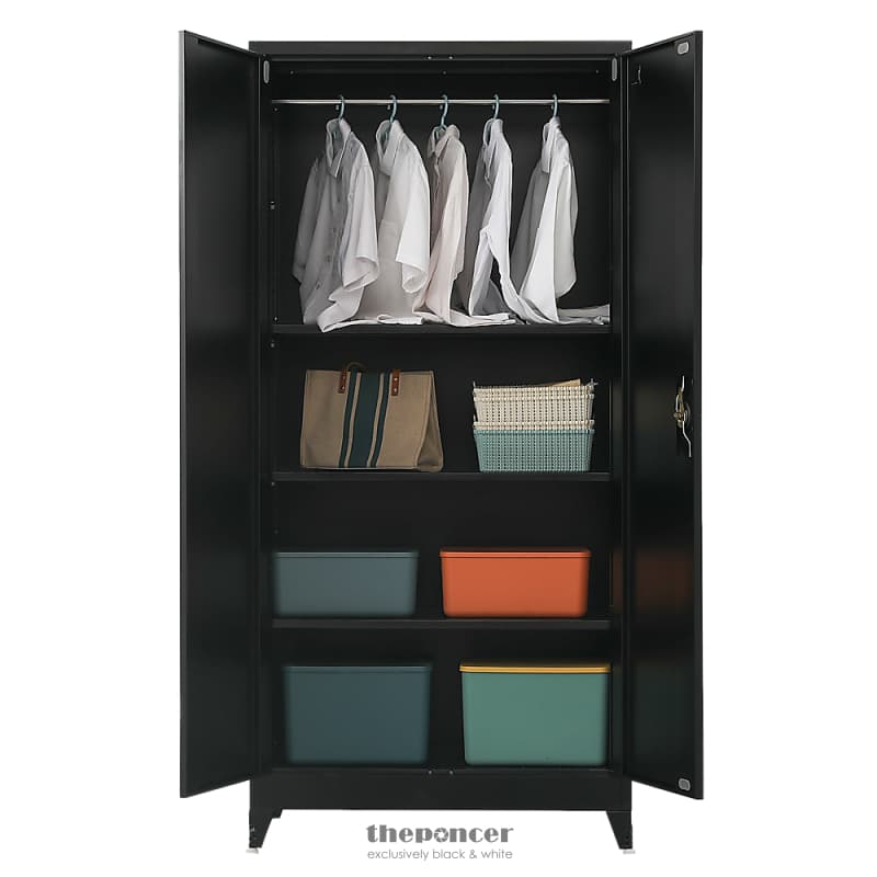 TWO-DOOR METAL CABINET SHELF STORAGE FOR HOME OFFICE GYM