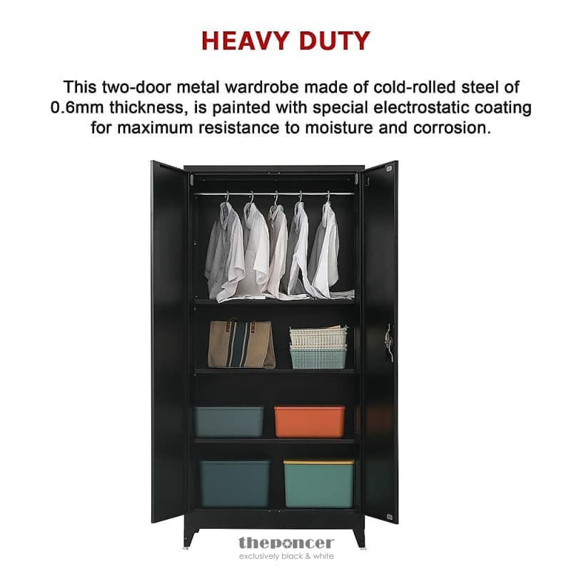 TWO-DOOR METAL CABINET SHELF STORAGE FOR HOME OFFICE GYM