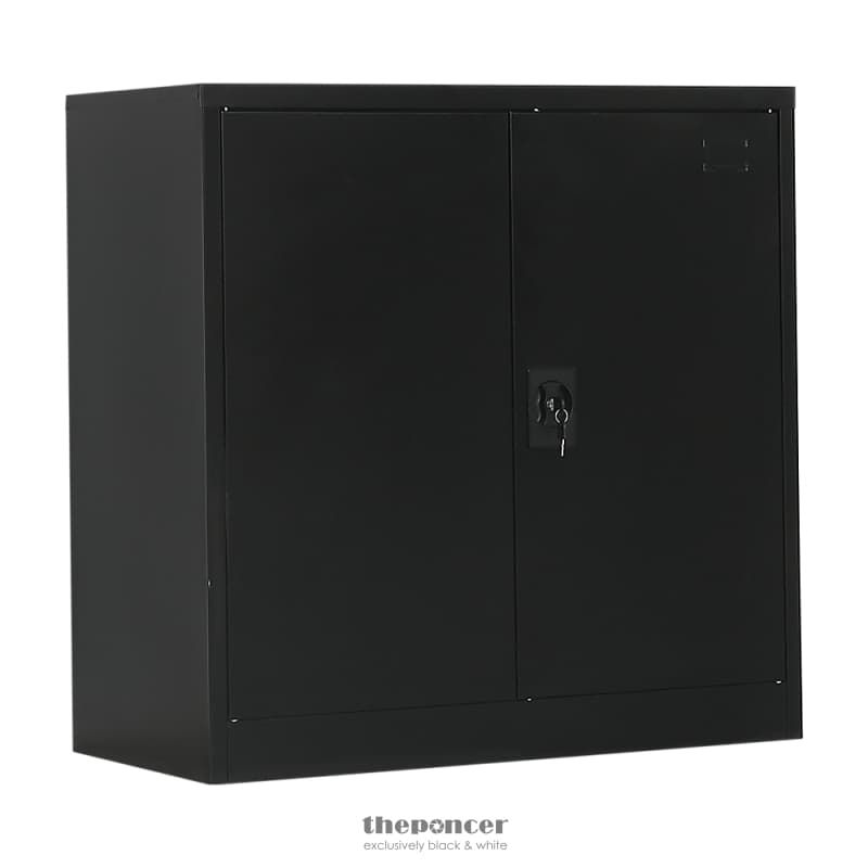 TWO-DOOR METAL SHORT CABINET SHELF STORAGE FOR HOME OFFICE