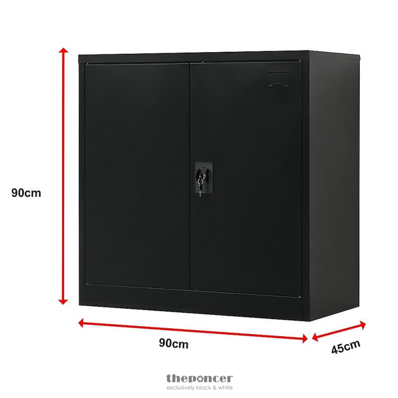TWO-DOOR METAL SHORT CABINET SHELF STORAGE FOR HOME OFFICE