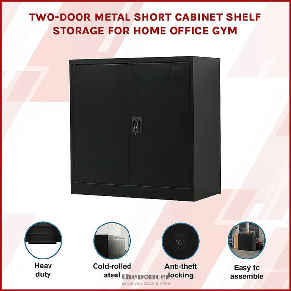 TWO-DOOR METAL SHORT CABINET SHELF STORAGE FOR HOME OFFICE