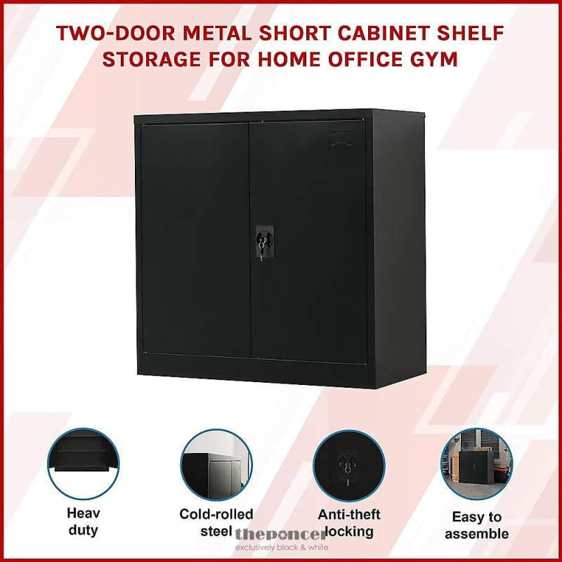 TWO-DOOR METAL SHORT CABINET SHELF STORAGE FOR HOME OFFICE