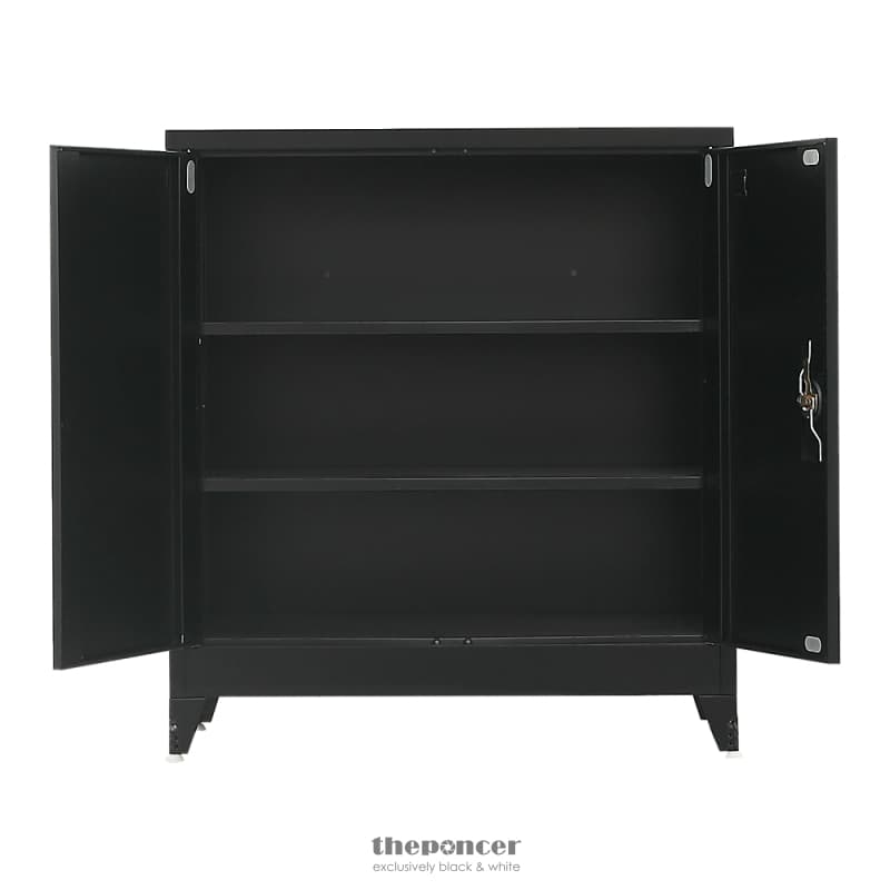 TWO-DOOR METAL SHORT CABINET SHELF STORAGE FOR HOME OFFICE