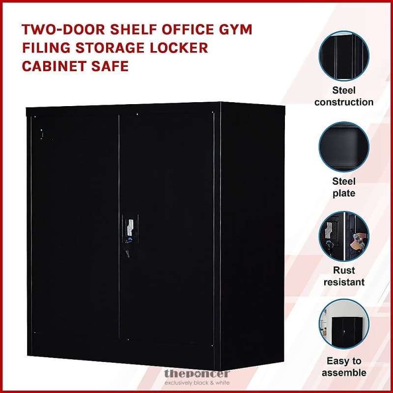 TWO-DOOR SHELF OFFICE GYM FILING STORAGE LOCKER CABINET SAFE