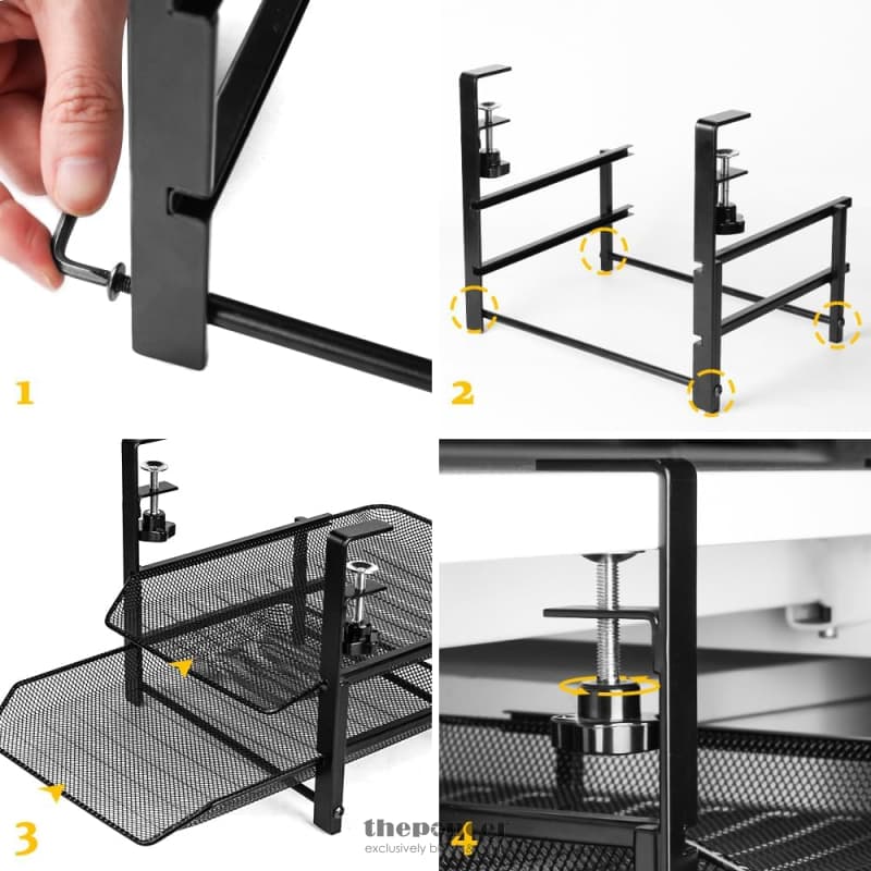 UNDER DESK CLAMP STORAGE BASKET ORGANIZER DRAWERS