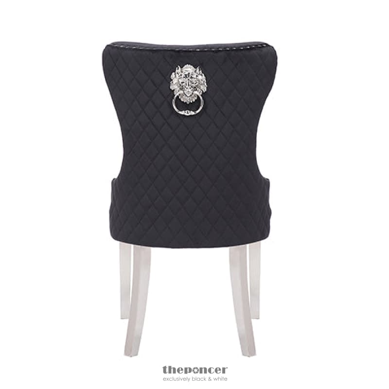 VICTORIA 2X DINING CHAIR BLACK VELVET & STAINLESS STEEL LEGS