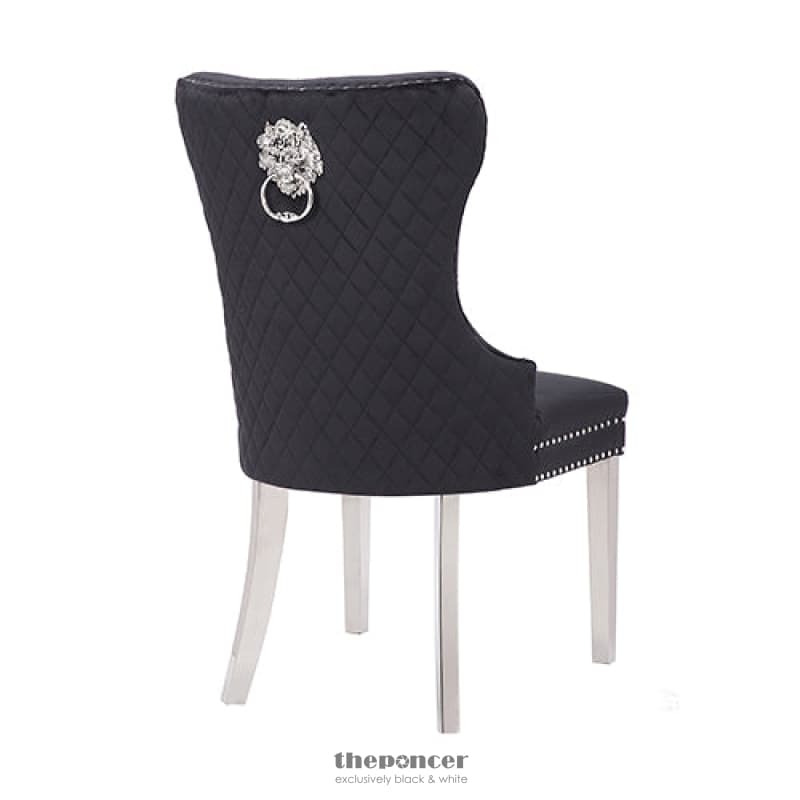 VICTORIA 2X DINING CHAIR BLACK VELVET & STAINLESS STEEL LEGS