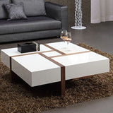 VINTAGE ELEGANT WHITE AND BROWN CRISS CROSS COFFEE TABLE