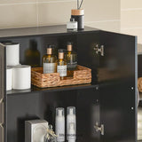 WALL STORAGE CABINET DOUBLE DOORS BLACK