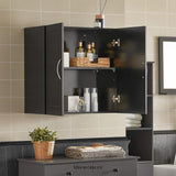 WALL STORAGE CABINET DOUBLE DOORS BLACK