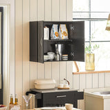 WALL STORAGE CABINET DOUBLE DOORS BLACK