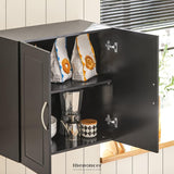 WALL STORAGE CABINET DOUBLE DOORS BLACK