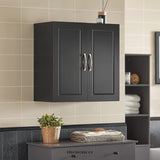 WALL STORAGE CABINET DOUBLE DOORS BLACK