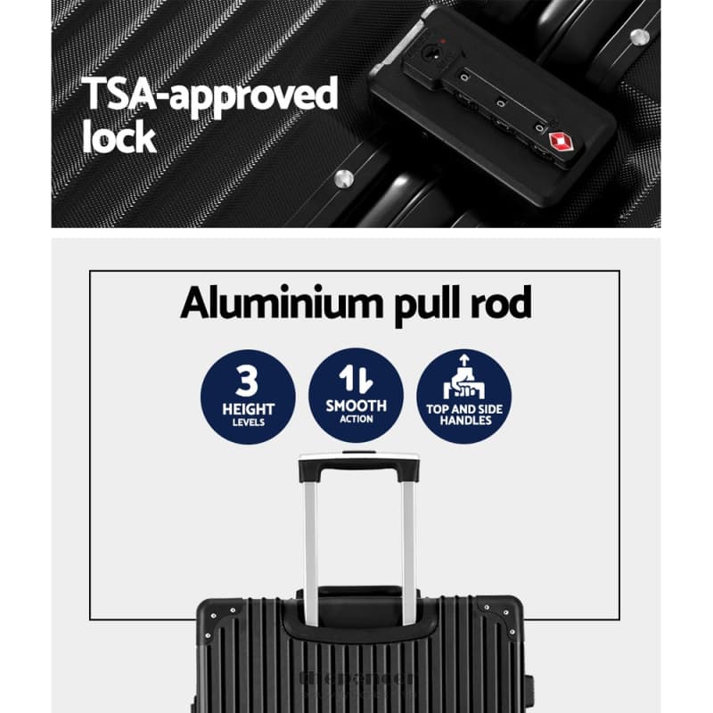 WANDERLITE 28’ LUGGAGE TROLLEY TRAVEL SUITCASE SET TSA