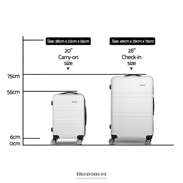 WANDERLITE 2PC LUGGAGE TROLLEY SET SUITCASE TRAVEL TSA