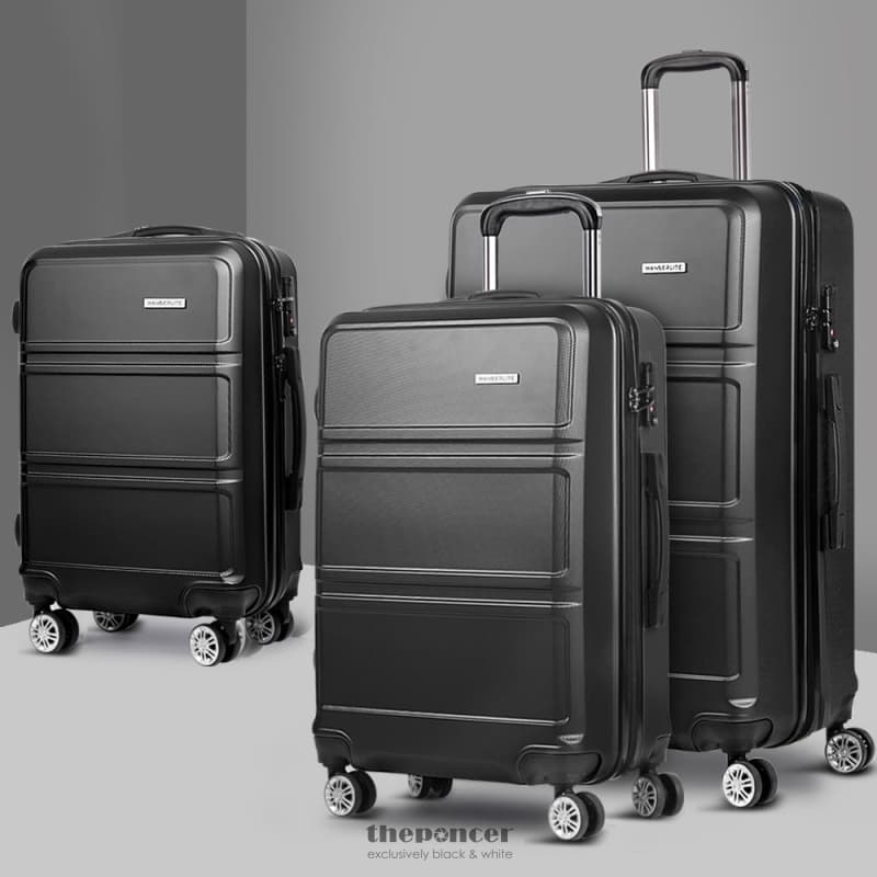 WANDERLITE 3PC LUGGAGE TROLLEY SET SUITCASE TRAVEL TSA