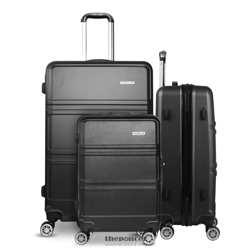 WANDERLITE 3PC LUGGAGE TROLLEY SET SUITCASE TRAVEL TSA