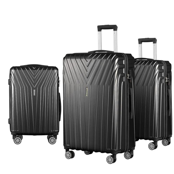 WANDERLITE 3PC LUGGAGE TROLLEY SET SUITCASE TRAVEL TSA HARD