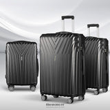 WANDERLITE 3PC LUGGAGE TROLLEY SET SUITCASE TRAVEL TSA HARD