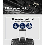 WANDERLITE 3PC LUGGAGE TROLLEY SET SUITCASE TRAVEL TSA HARD