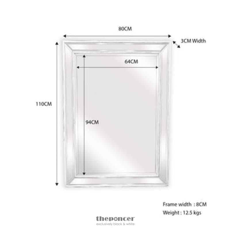 WHITE BEADED FRAMED MIRROR - RECTANGLE 80CM X 110CM