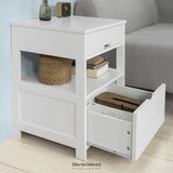 WHITE BEDSIDE TABLE WITH 2 DRAWERS