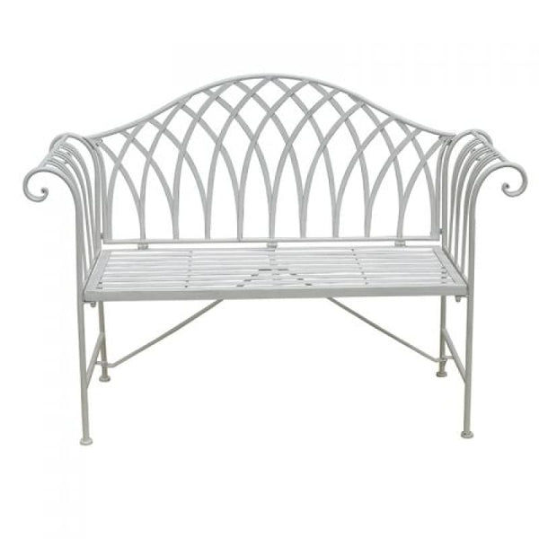 WHITE LAVINIA IRON OUTDOOR BENCH