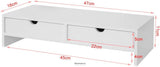 WHITE MONITOR STAND DESK ORGANIZER WITH 2 DRAWERS