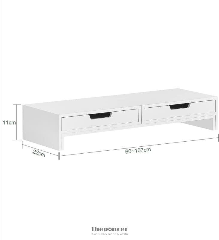 White Monitor Riser With Drawer White Monitor Stand with Drawers - theponcer