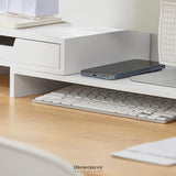 WHITE MONITOR STAND WITH DRAWERS