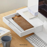 WHITE MONITOR STAND WITH DRAWERS
