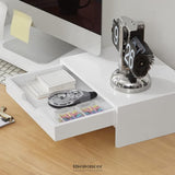 WHITE MONITOR STAND WITH DRAWERS