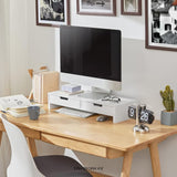 WHITE MONITOR STAND WITH DRAWERS