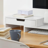 WHITE MONITOR STAND WITH DRAWERS