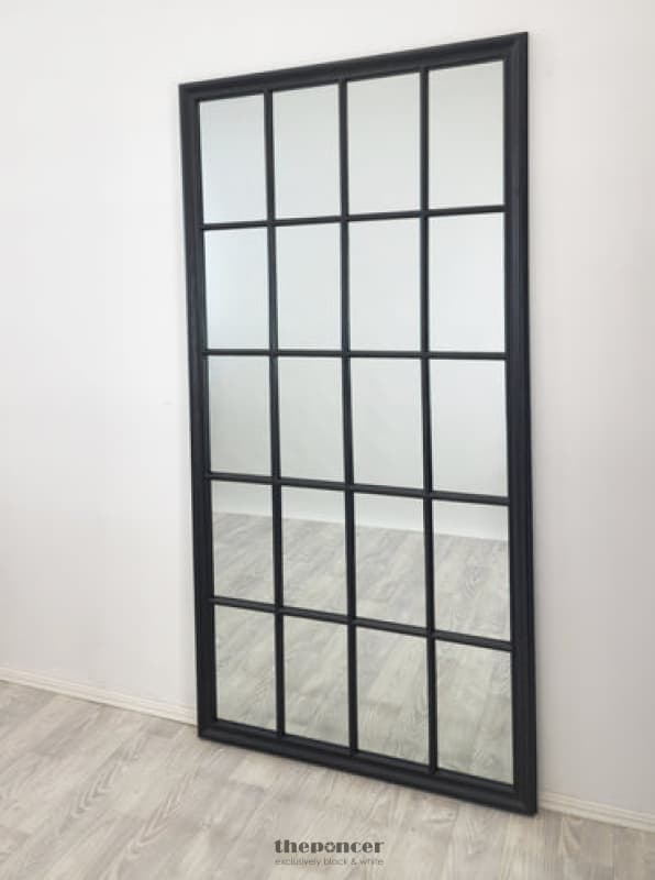 WINDOW STYLE MIRROR - BLACK RECTANGLE 100CM X 200CM