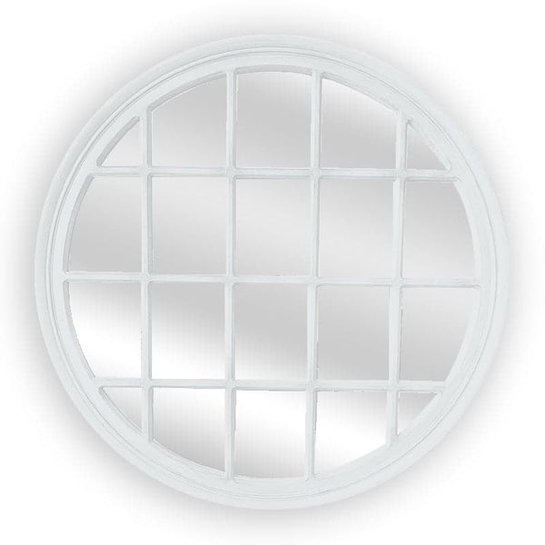 WINDOW STYLE MIRROR - WHITE CIRCLE 100CM