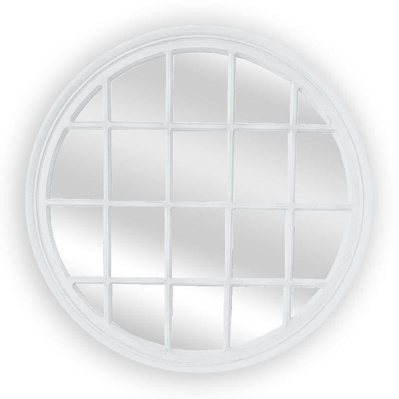 WINDOW STYLE MIRROR - WHITE CIRCLE 100CM