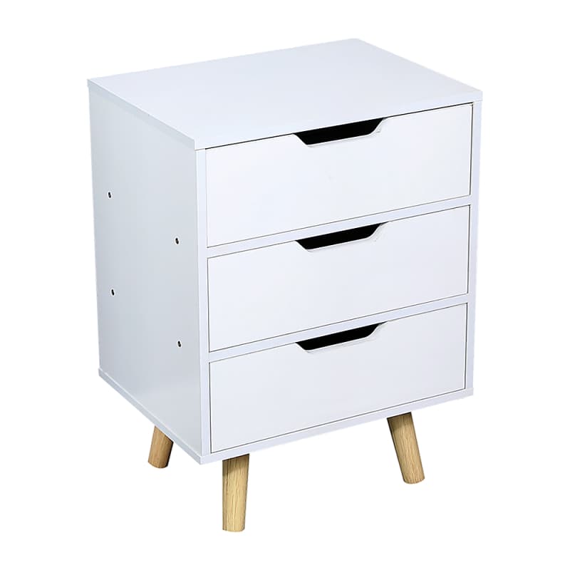 WOODEN BEDSIDE TABLE 3 DRAWERS CABINET STORAGE NIGHT STAND