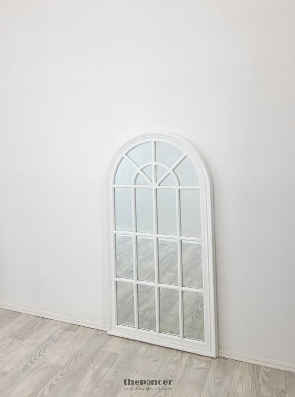 X-LARGE WINDOW STYLE MIRROR - WHITE ARCH 100 CM X 180